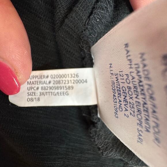 Chaps Sz 3X Plus Black Henley Sparkly Silver Beading Long Sleeve Top - Picture 11 of 11